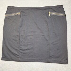 Avenue Pencil Skirt Womens 30/32 Black Stretch Knit Zip Pockets Moto NWT